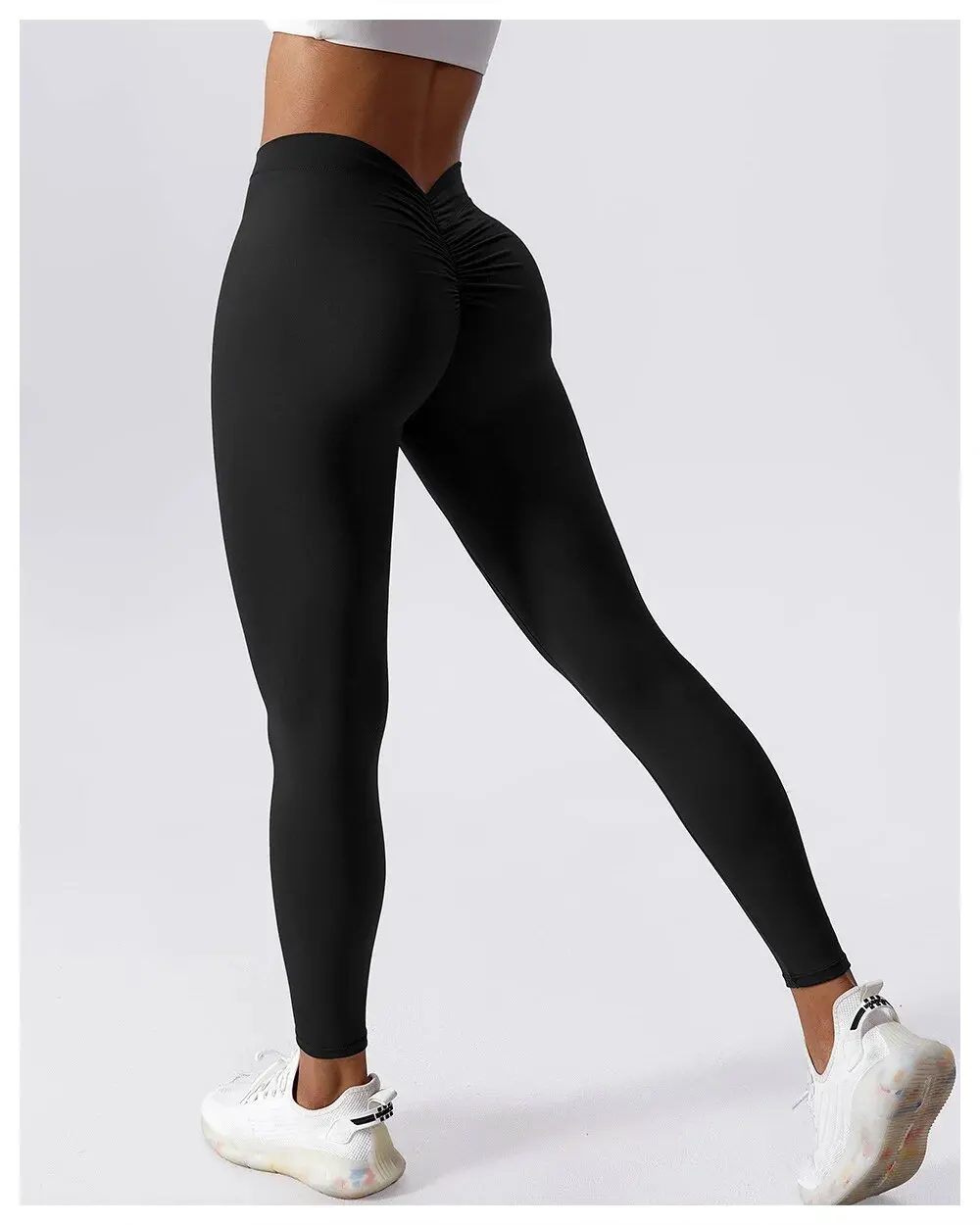 Pantaloni da yoga Indietro V-Cintura Fitness Hip Lift Miele Pesca Collant sportivi per anca Nessun imbarazzo Filo Ordito Pantaloni lunghi per anca - immagine 4