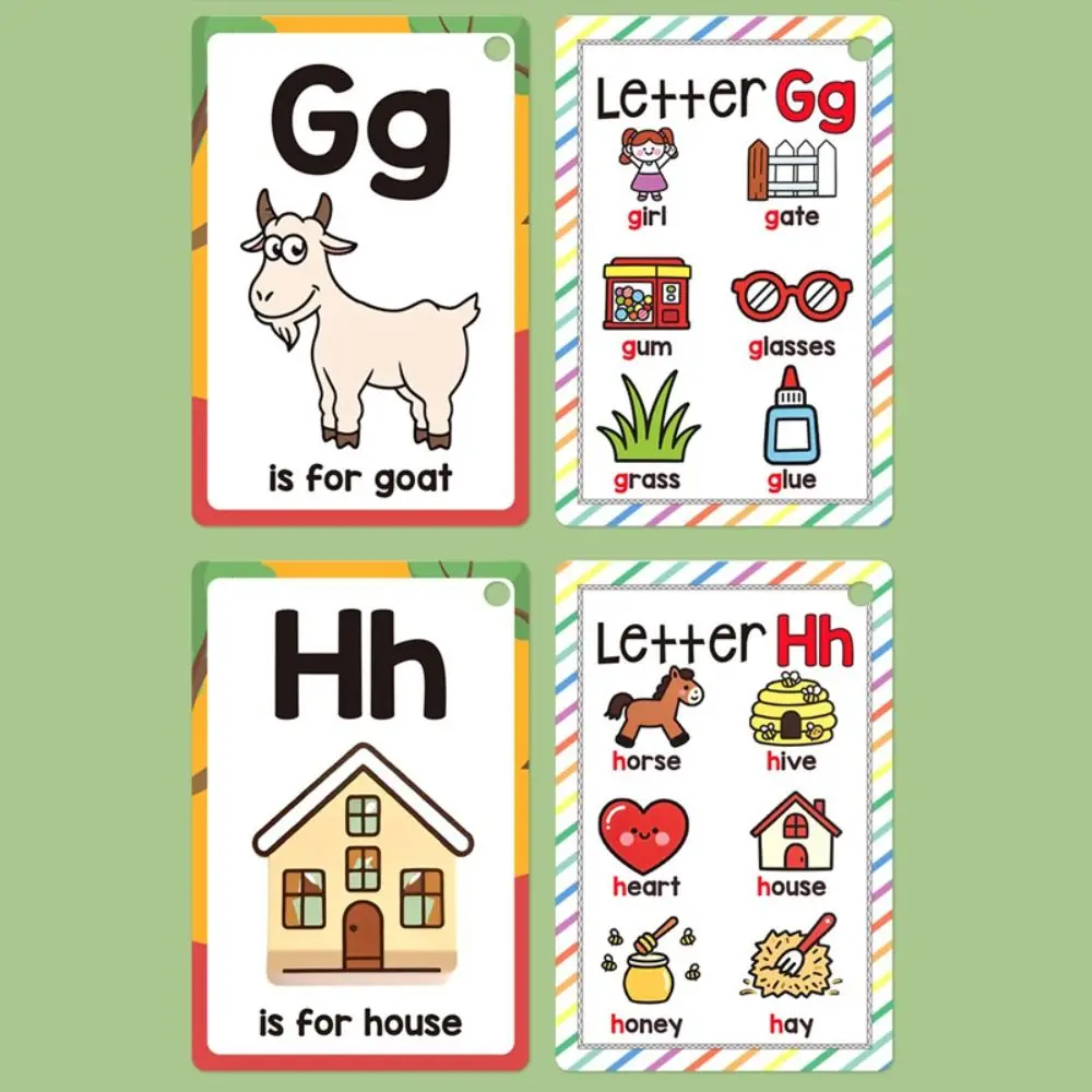 26 Letters English Alphabet Cards A-Z Cards 156 Words Montessori Learning Cards with Pictures Colorful Design