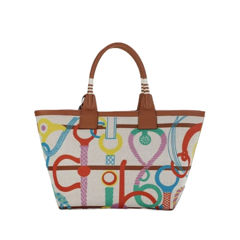 

Handbag Luxury Women 2024 High Quality Genuine Leather Colorful Canvas Crossbody Bag With Inner Bag New Exquisite Shoulder Bag