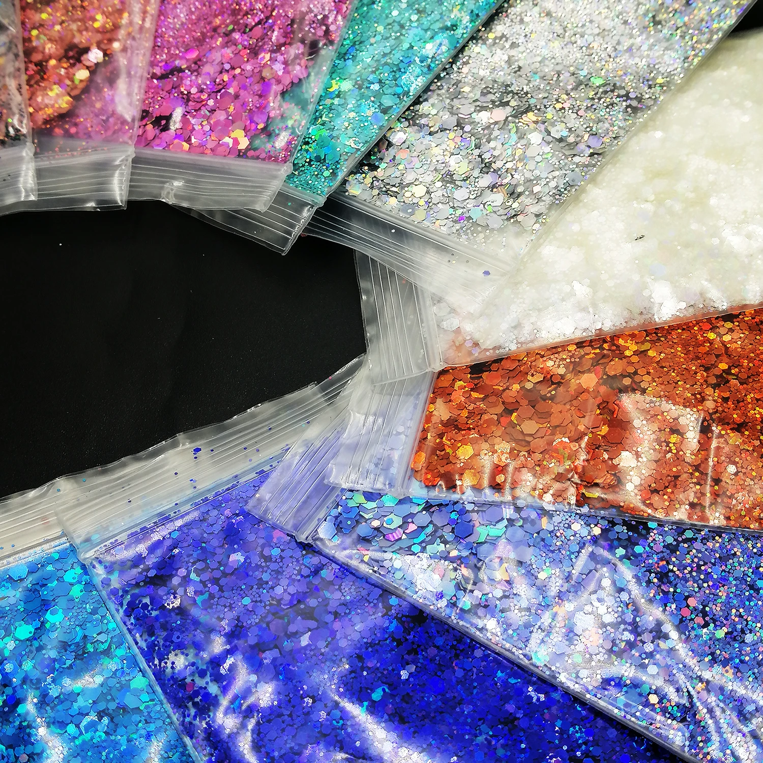 홀로그램 레이저 무지개 빛깔 청키 글리터 믹스 육각형 팔레트 모양, 네일 아트 바디 메이크업 공예 페이스 페인트 DIY, 24 색, 10G