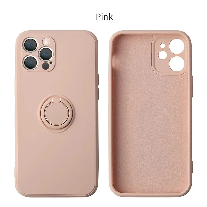 Liquid Silicone Magnetic Bracket Ring Phone Cases For IPhone 17 16 15 14 13 12 11 Pro Max Mini XR 8 7 Plus Shockproof Back Cover