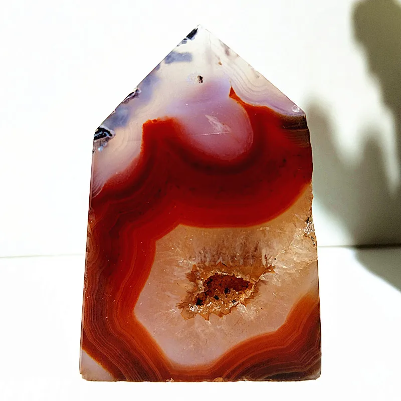 

Natural Stone Red Agate Geode Druzy Crystal Tower Point Home Decor Wand Witchcraft Reiki Meditation Chakra Healing Crystals