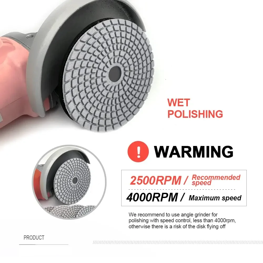 3/4/5/6/7Inch Diamond Polishing Pads Dry/Wet Buff Disc Abrasive for Sanding Granite Marble Concrete Quartz Tile Glass Grinding
