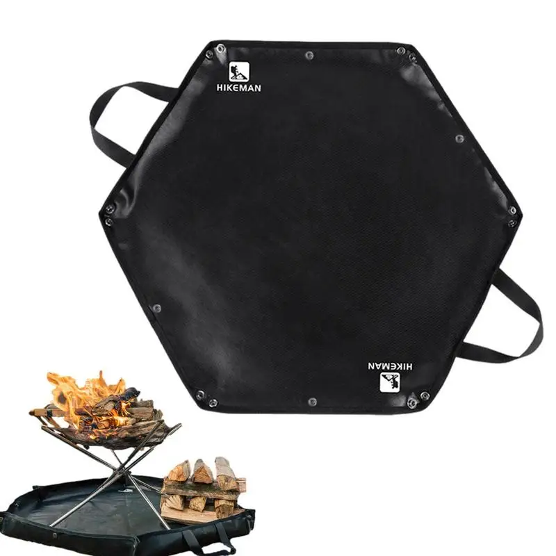 

Fire Pit Pad Deck Protector Hexagonal Foldable Firewood Bag Ember Mat Heat Resistant Firepit Protector Ember Mat for BBQ Smoker