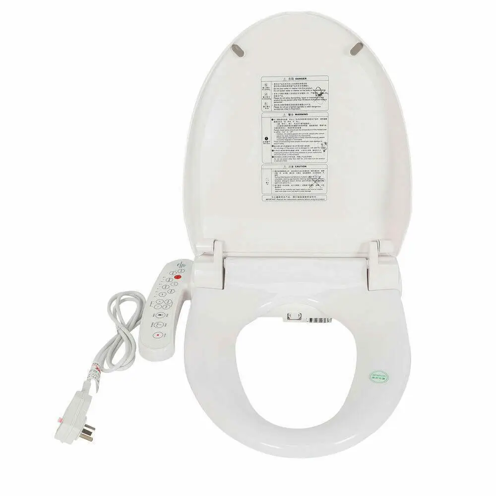 Auto Flush Toilet Seat Bathroom Electric Bidet Cover W/ Heated Anti-Bacterial Seat Double Nozzles Self-Cleaning-Multifunctional