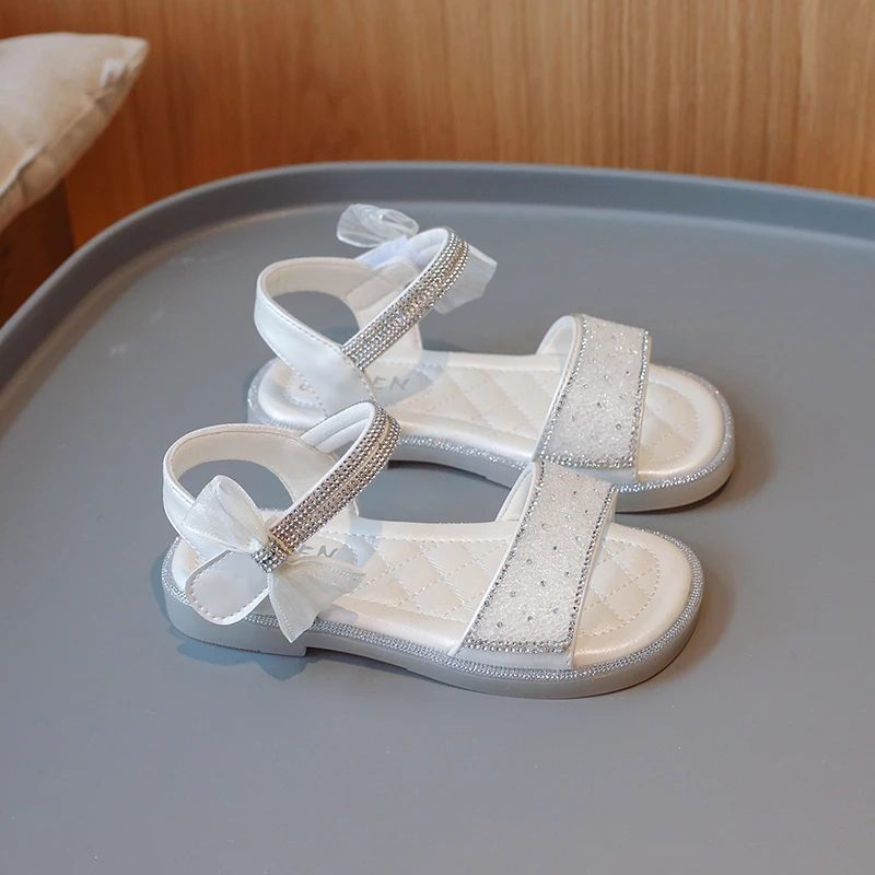 

Милые туфли для маленьких девочек, блестящие детские туфли со стразами, лето 2023, милая обувь принцессы для фото, свадебная модная обувь для детей