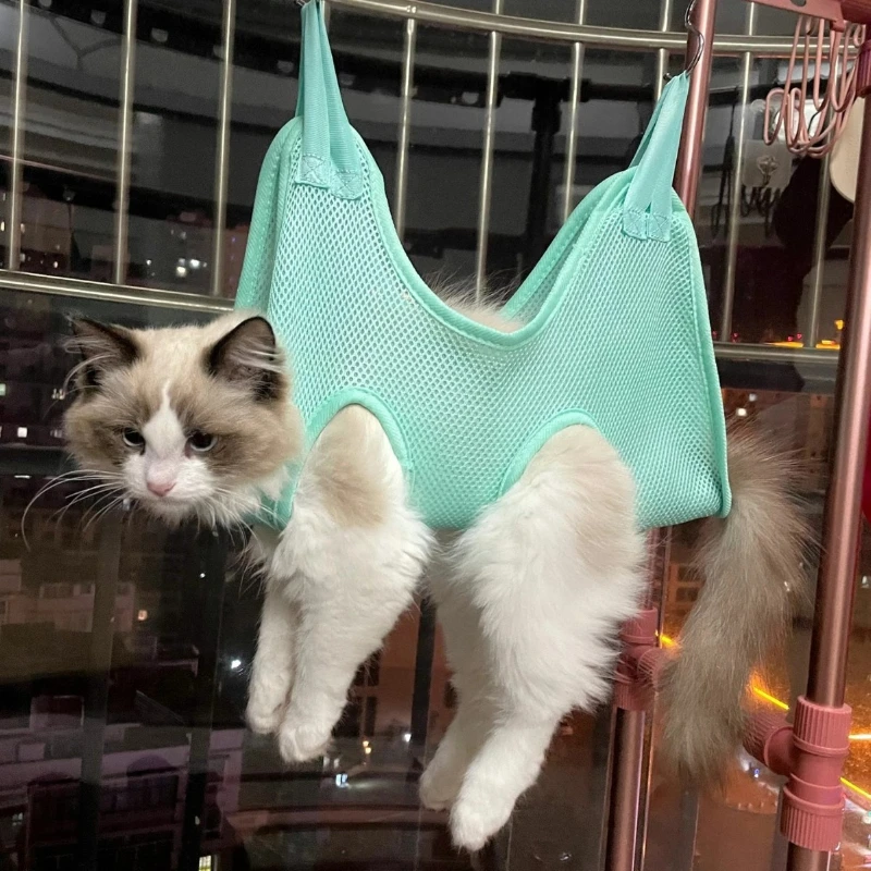 고양이 강아지 걸이식 그루밍 가방 통기성 해먹 고정 슬링 (발톱깎이, 샤워, 물림 방지, 긁힘 방지)