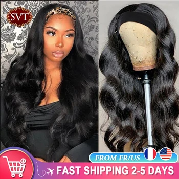 SVT Headband Wig Human Hair Scarf Wig 180% Density Remy Brazilian Body Wave Wig Natural Wavy Glueless Human Hair Wigs for Women 1