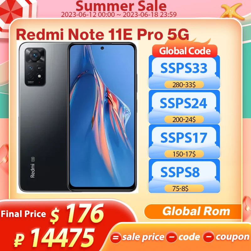 Xiaomi Redmi Note 11E Pro 11 E Pro Global Rom 5G Smartphone Snapdragon