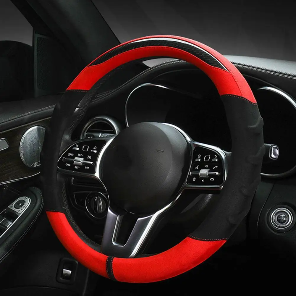 Steering Wheel Case Sweat proof Breathable Universal Carbon Fiber Anti