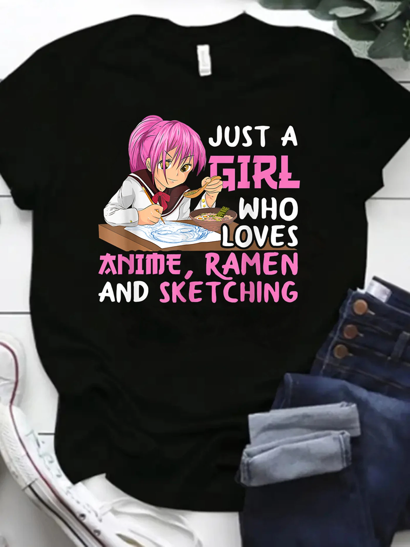 

Anime & Letter Print Crew Neck T-Shirt for Women - Casual Short Sleeve Top for Spring & Summer