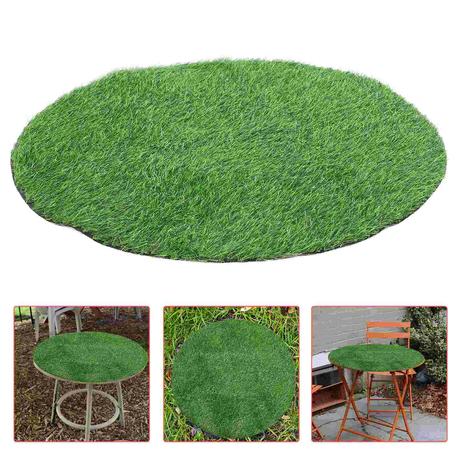 Manhole Cover Decoration Lawn Table Placemats Fake Grass Turf Dining Accessories Circle Rug 4