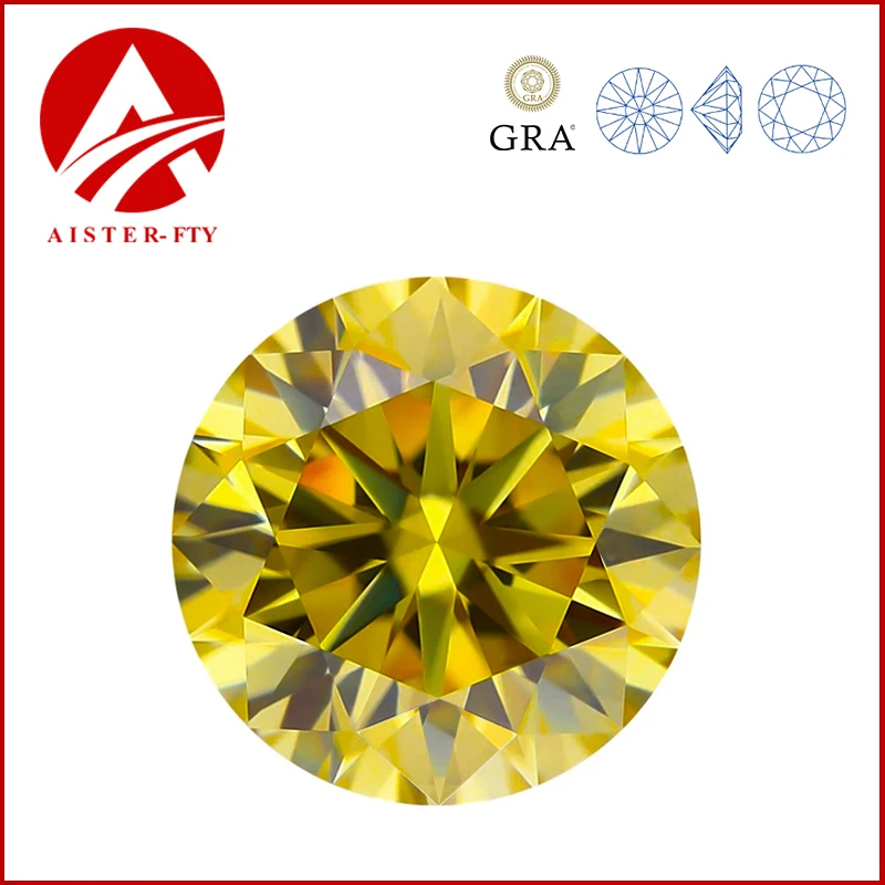 Loose Gemstones Moissanite Jewelry Materials Yellow Color Moissanite Stone with Certificate 0.5-5.0ct GRA Certified Moissanita Loose Gemstones Pass Diamond Tester