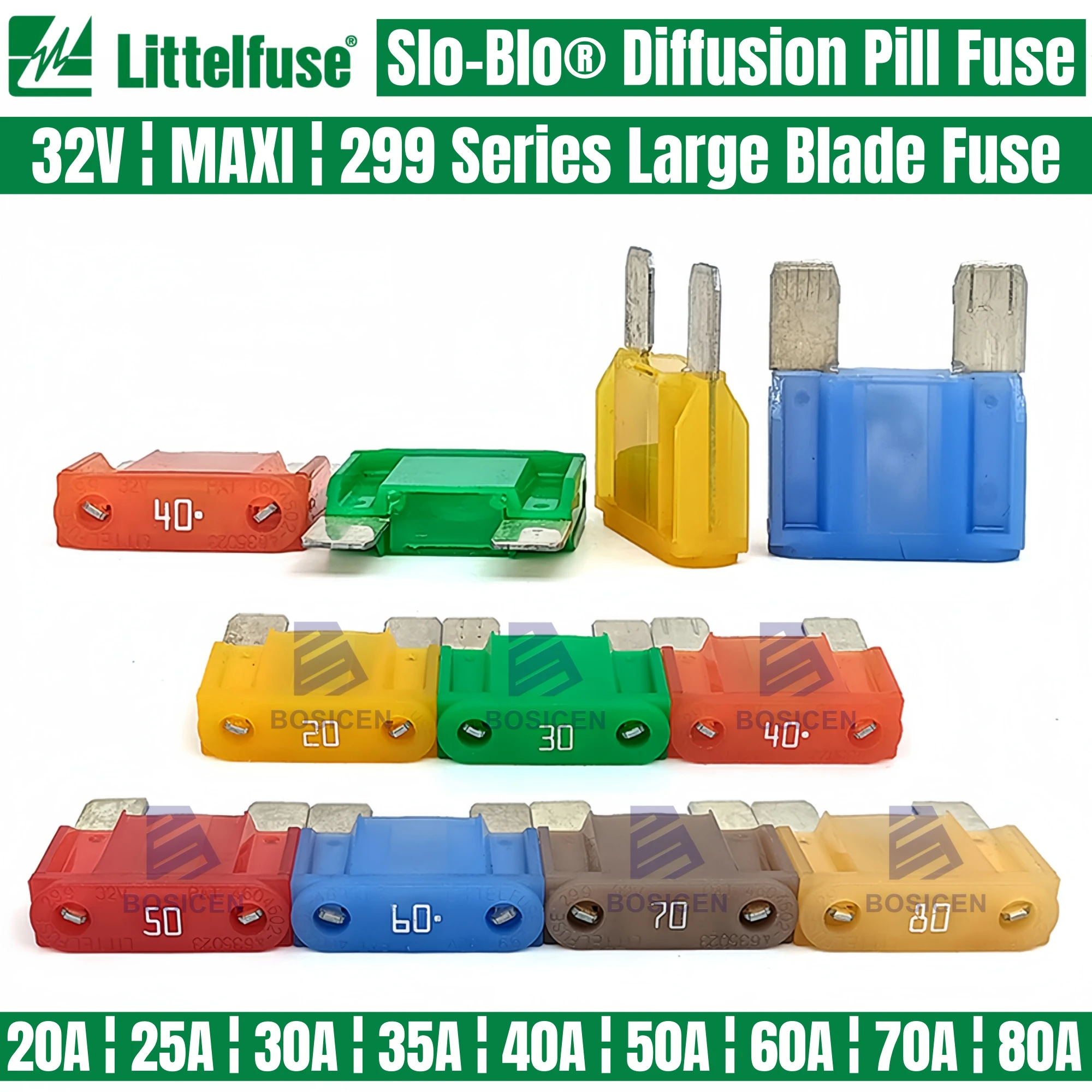 ฟิวส์ใบมีดขนาดใหญ่ 32V สำหรับรถยนต์ Volkswagen Magotan Passat Santana Skoda 0299020 0299025 0299030 0299035 0299040 0299050 0299060/70/80 1