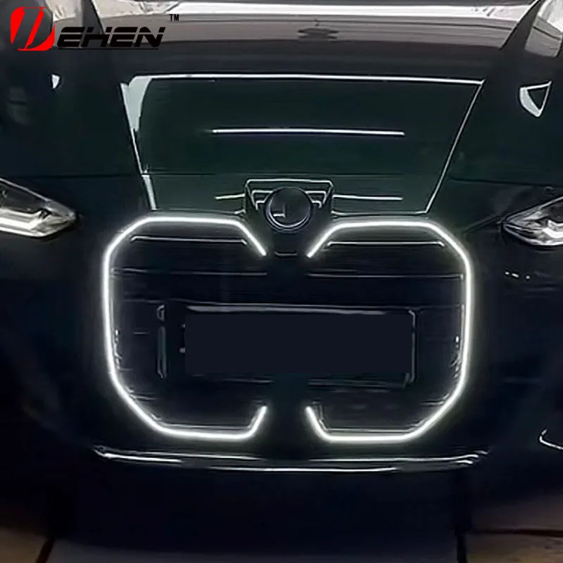 Gloss Black Front Bumper Kidney LED Grille Grill For BMW Series