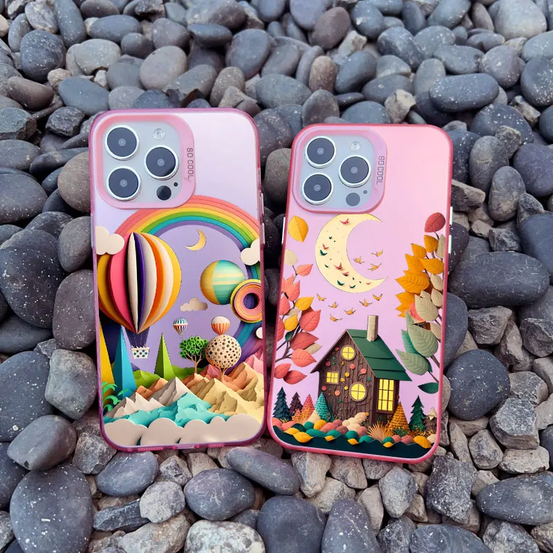 Regenbogen-Illustrations-Kunst-Handyhülle für iPhone 17 16 15 14 Pro Max Plus 13 Mini 12 11 Pro Max Luxuriöse Stoßfeste Laser-Rückabdeckung – Detail 15