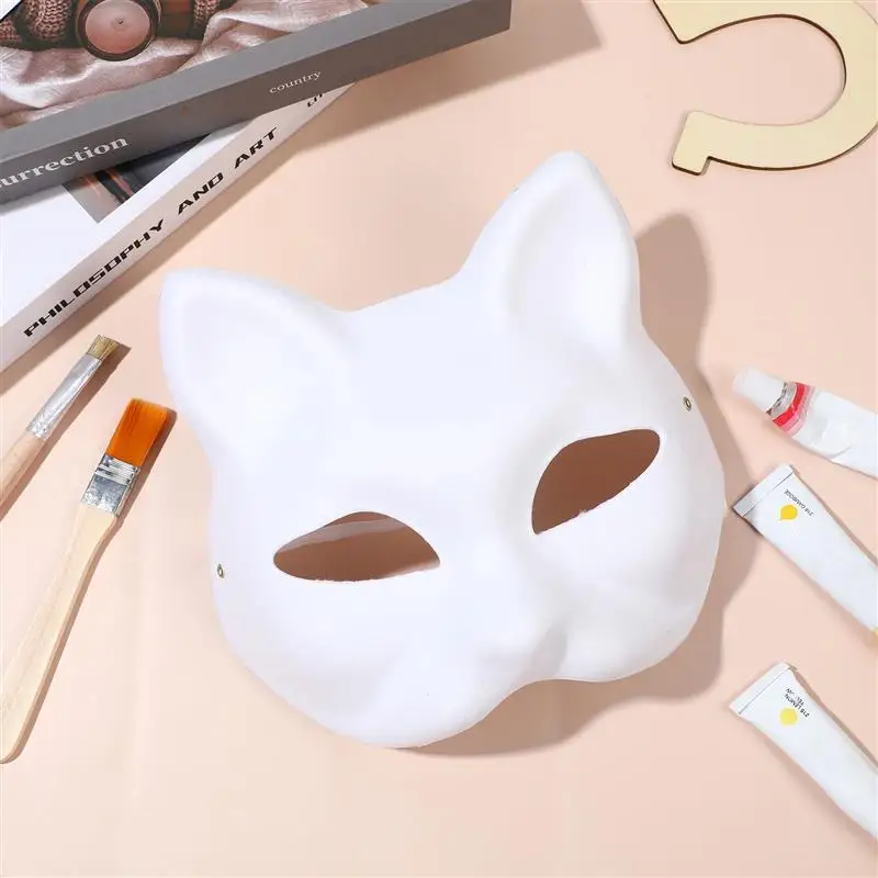 10pcs DIY Mask Paint Halloween Cosplay Mask DIY Paintable Blank Mask Cat  Face Masks Masquerade Cosplay Dance Party Masks Маска