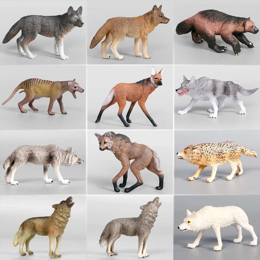 HandPaintedSimulationModelWildAnimalofWolfFigurineSideburned