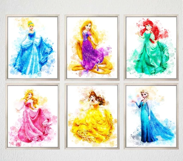 Arte dos desenhos animados da disney, tela em aquarela lilo e stitch,  pinturas de arte para parede do quarto, decoração de casa - AliExpress