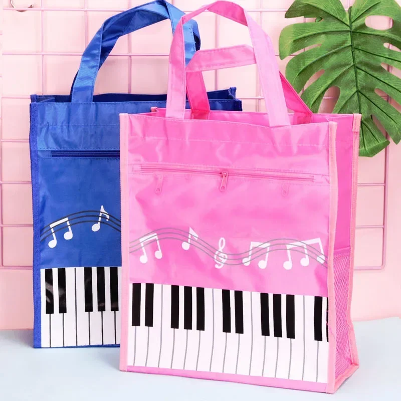 Music Notes Piano Keyboard Linen Tote Bag - Reusable Cotton Canvas Shopper 13.4x16.5 Inches - View #10