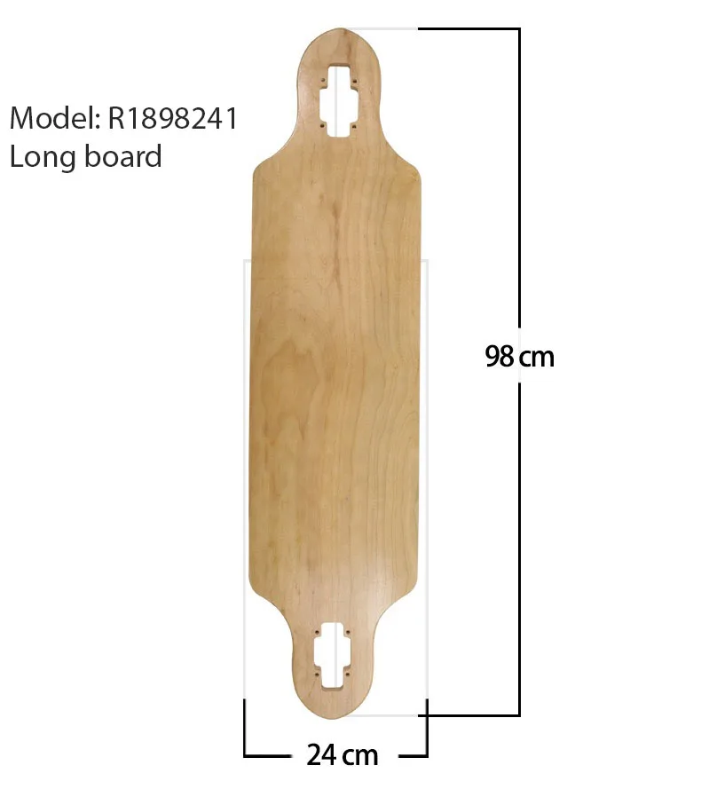 Longboard Deck Blank Cruiser Skateboard Deck, 7-Tier Maple, Surfskate Deck, 41inch, DIY Skate Parts Supply, 105cm