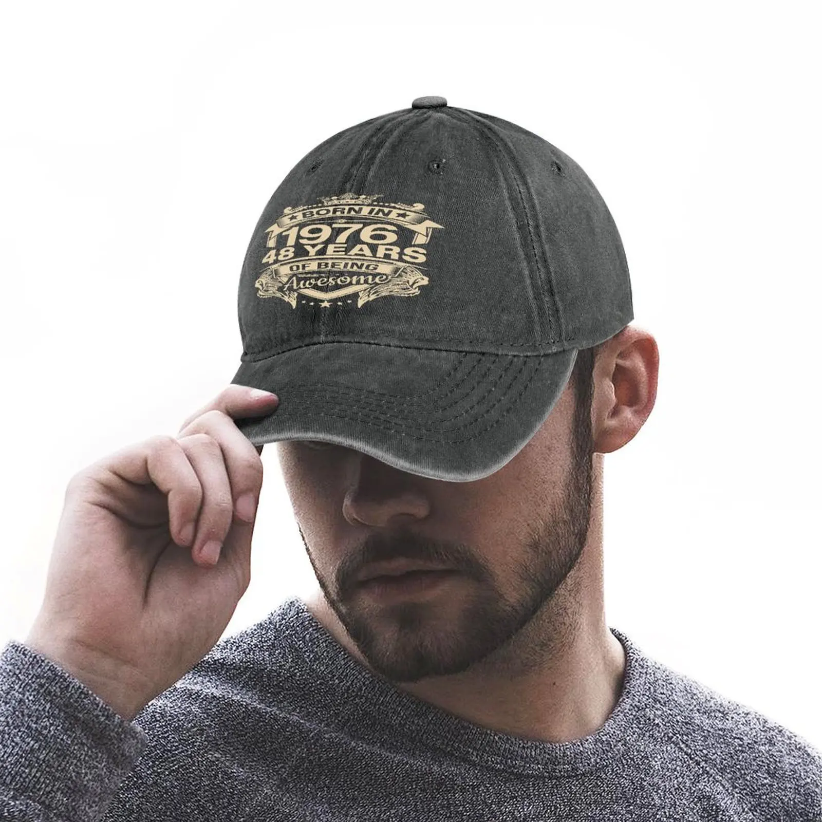 

Born In 1976 48 Years Of Being Awesome 48th Birthday Gift Cowboy Hat Men Women Fashion Adjustable Caps