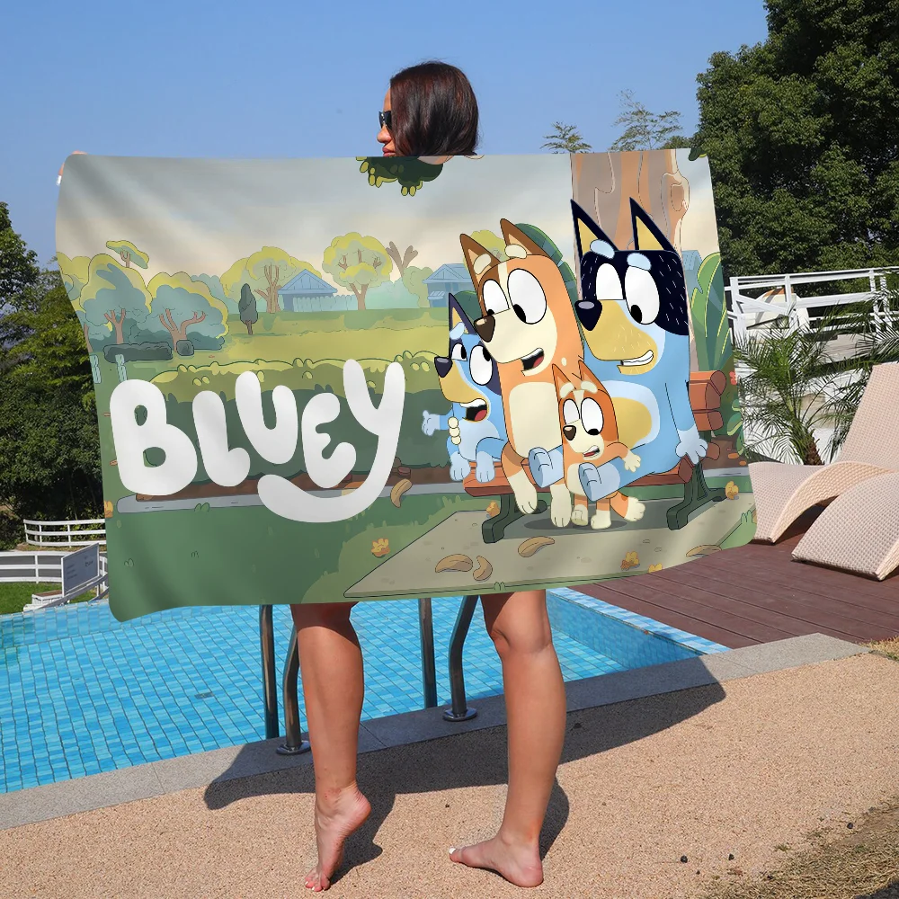 Cartoon B-Blueys Anime Beach Swimming Towel Soft Absorbent Washcloth Children's Gifts For Kids Travel Camping Gym 3