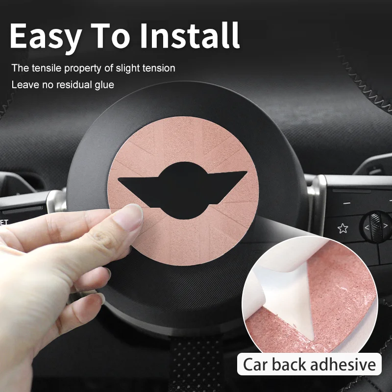 Suede Steering Wheel Center Cover Trim Sticker - Premium Car Accessory
