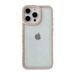 Luxury Glitter Diamond Rhinestone Bling Clear Acrylic Phone Case - iPhone 15 Plus (Pink)