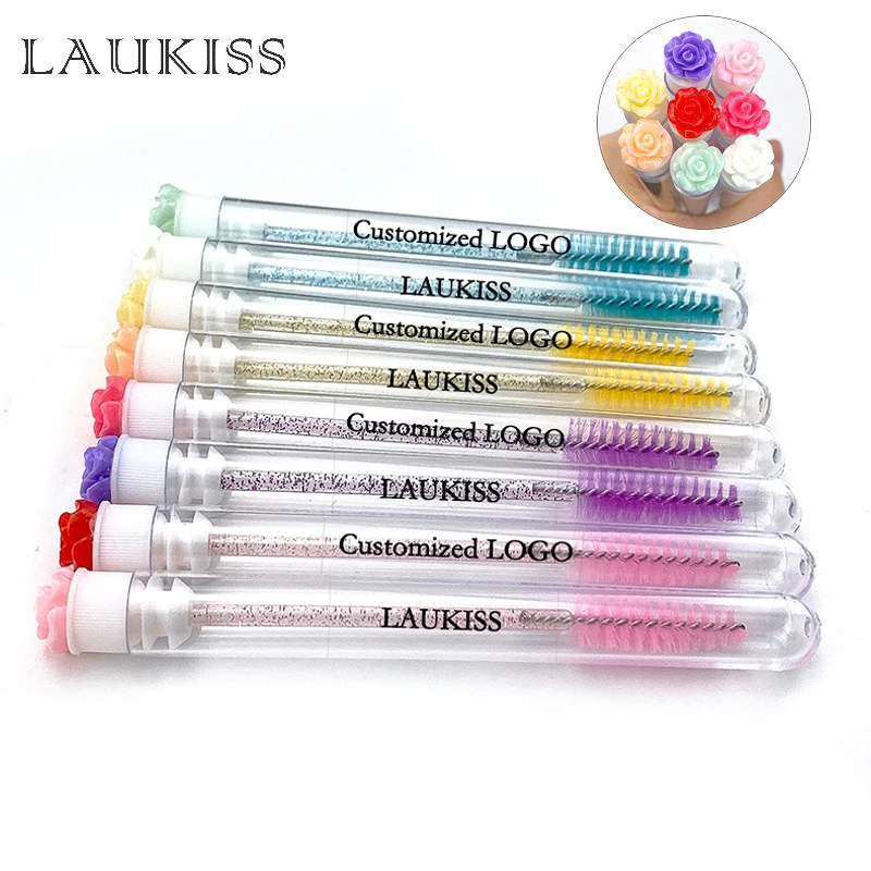 50/100pcs 로고가있는 맞춤형 속눈썹 브러쉬 튜브 마스카라 완드 눈썹 브러쉬..