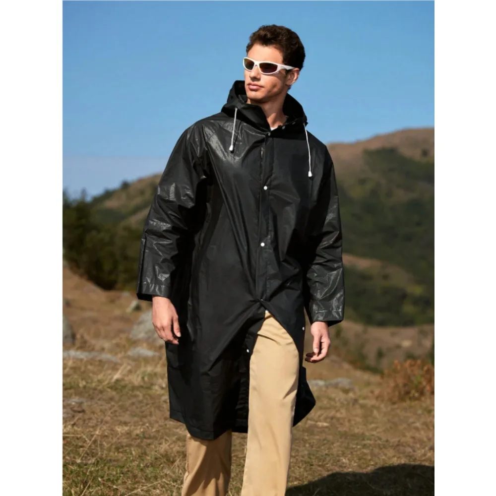 Raincoat Poncho Waterproof EVA Adults Thicken Hooded Women Men Camping