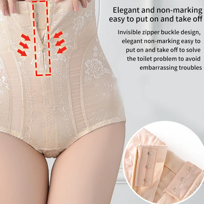 HighWaistPostnatalZipTummyTuckPantiesSexyLaceWomenSeamless