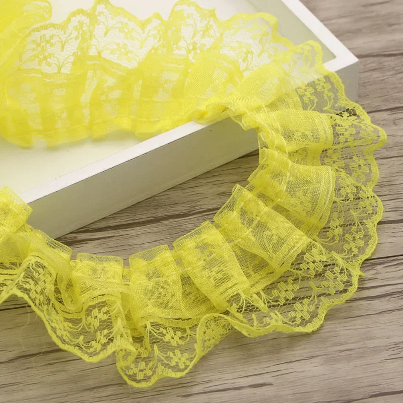 2 Yards/bag Solid Color Lace Wrinkle Lace Wedding Satin Ribbon Knot DIY Fabric Ribbons Crafts Accessories Materials Sew