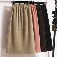 Women's New Style High-Waist Plus Size Skirts Elastic Waist Solid Wrap Buttocks Autumn Winter 2026 Versatile Straight Leg Skirt