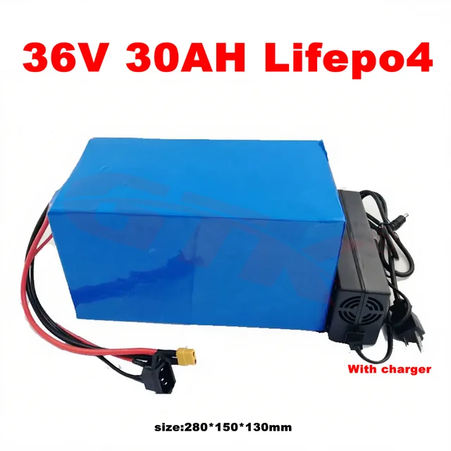 Batterie au lithium GTK 36v 25ah 30ah lifepo4 avec cycle profond BMS, longue durée de vie pour véhicules électriques et scooters 500W 1000W 1