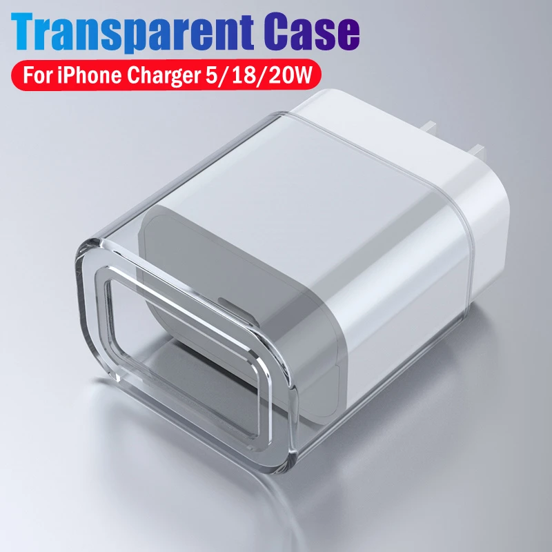 For Apple iPhone Charger Adapter Protective Case 5W 18W 20W Transparent Cover Shell For iPhone 13 12 11Pro Max 8 7 Plus Charger iphone 12 mini wallet case