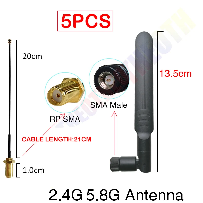 ตัวเลือกสินค้า เสาอากาศ Wi-Fi ดูอัลแบนด์ 2.4/5.8GHz พร้อมขั้วต่อ SMA สำหรับ IoT