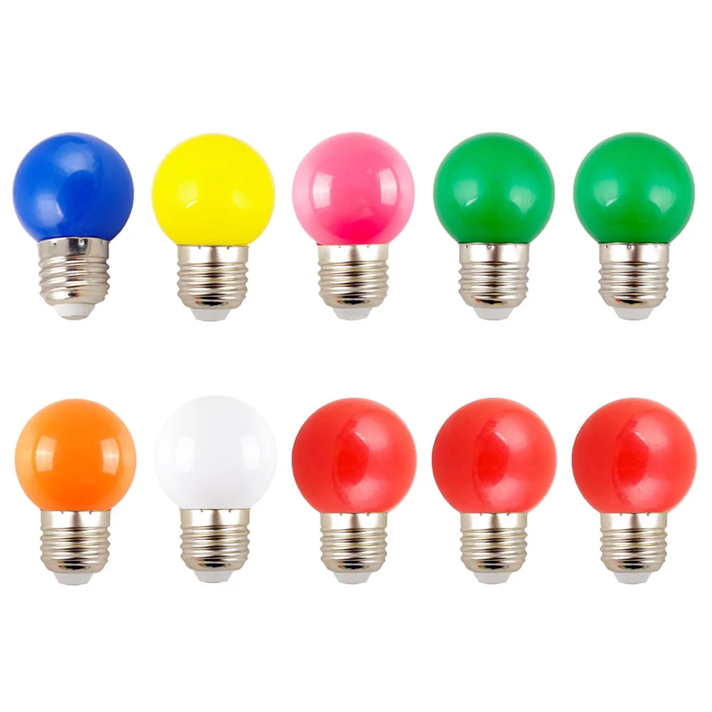 

10Pcs Round Color Bulbs LED Colorful Bulbs LED Colored Night Light Bulb 1W Led Bulbs E27 Light Bulbs Outdoor String Light Bulbs