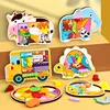 Wooden Animal Jigsaw Dinosaur Puzzle Kids Education Toys Colorful Fruit Transportation Puzzles DIY Fish Jigsaw Board Games 2