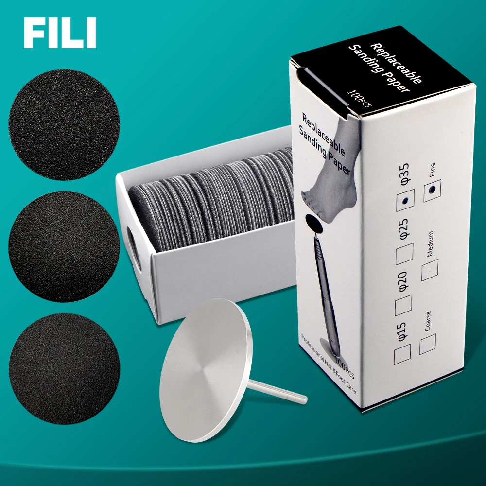 FILI 35MM Large Replaceable Sandpaper for Foot Dead Skin Callus Removes Foot Salon Cuticle Files Electric Rotating Pedicure Disc