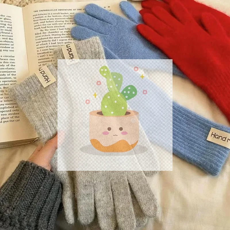 Winter Knitted Gloves Stretchy Warm Gloves Solid Color Fingered Gloves For Cold Weather Girls Men Women And Teens Winter Mittens