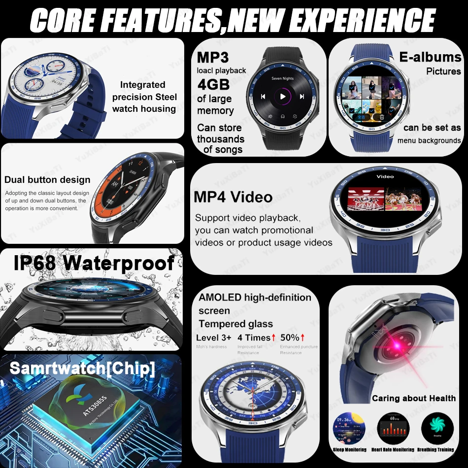 2025 ���ο� DT Watch X ����Ʈ �ð� 4G �޸� NFC ���� ���� �������� ��ȭ IP68 ��� AMOLED Smartwatch For TWS �̾���