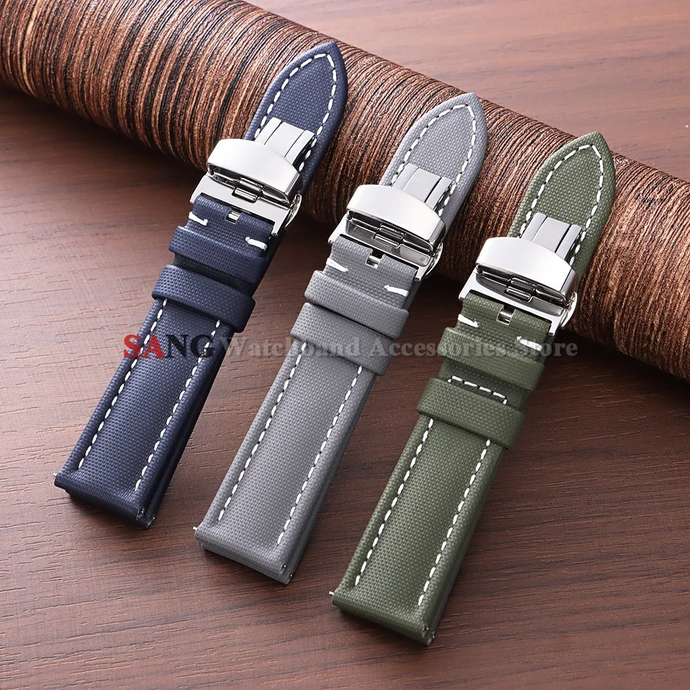 Business-Uhrenarmband aus Segeltuch-Nylon, 18/19/20/21/22 mm, Schnellverschluss-Armband mit Schmetterlingsschnalle, universelles Armband, wasserdichtes Armband – Detail 9