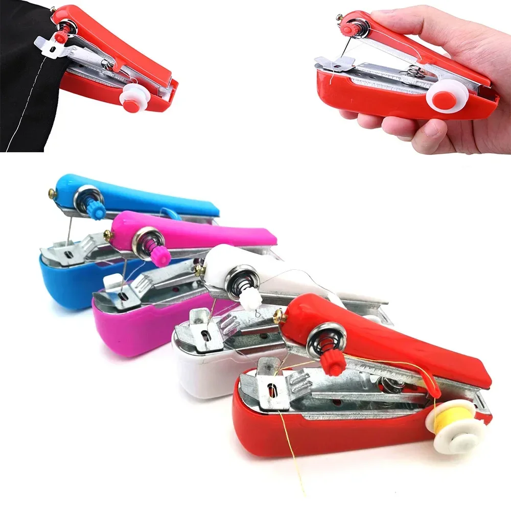 Handheld Portable Mini Sewing machine Simple DIY Sewing Fabric Embroidery Manual Operation Tool for Travel Outdoor Travel NEW 6