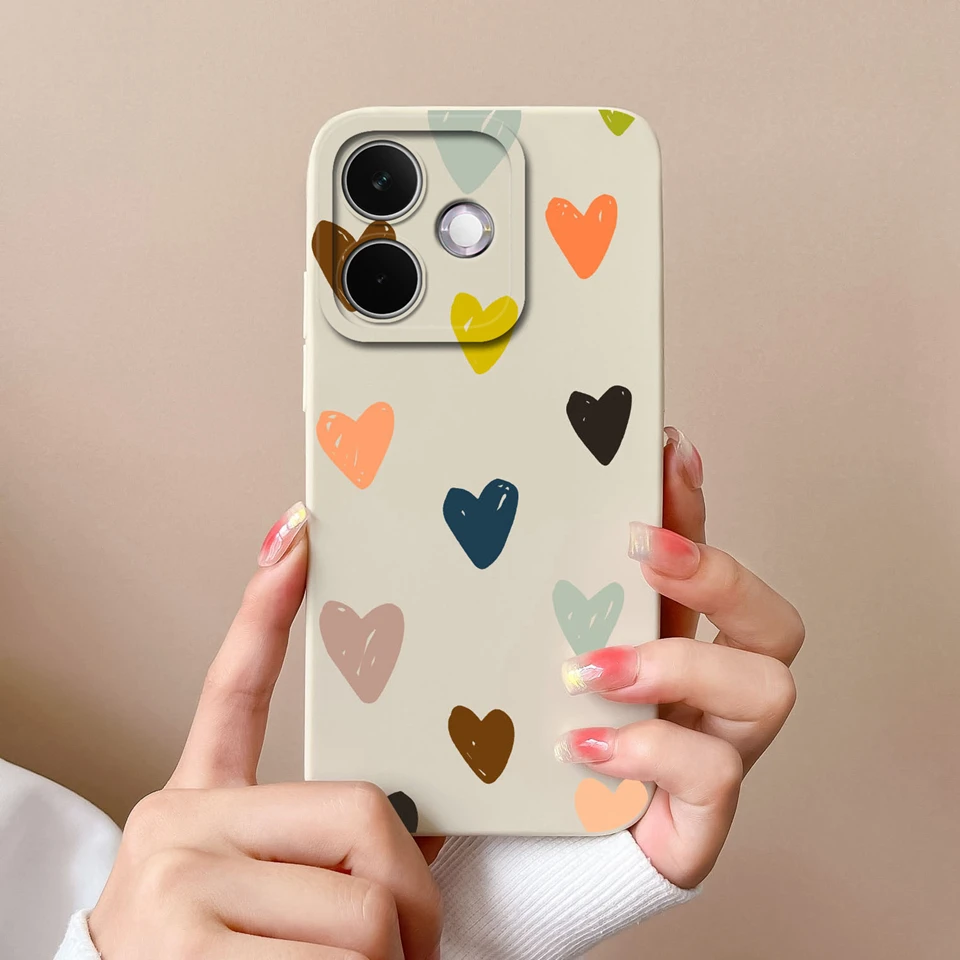 Colorful Love Heart Camera Protection Antifouling Soft Phone Case Cover