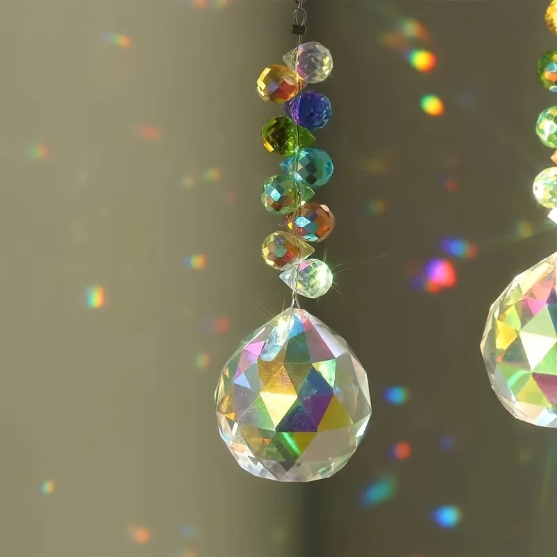 1/2pc Strawberry Bead Crystal Ball Sun Catcher-Hanging Prism For Garden & Home Decor Glass/Iron Craft Tool