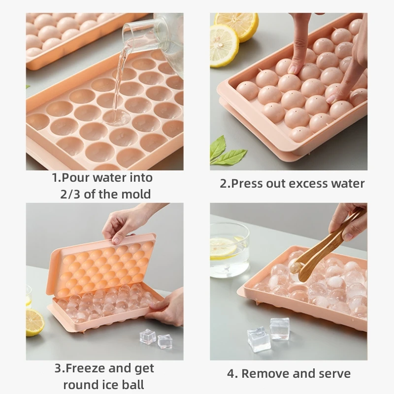 2PCS Silicone Ice Cube Maker High Ball Tray Mold Moulds Tool Ice Molds