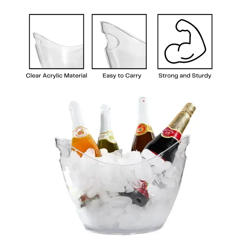 Clear Ice Bucket Beverage Tub Hot Transparent Cooling Large Ice Bucket For Wine Champagne Bar Supplies for Family reunion