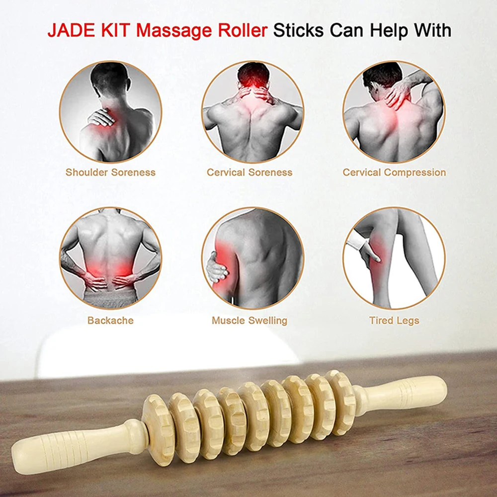 Tcare New Wooden Abdomen Massager Multifunctional Fitness Roller Stick Muscle Relax Tool Body Anti Cellulite Waist Massage Adult