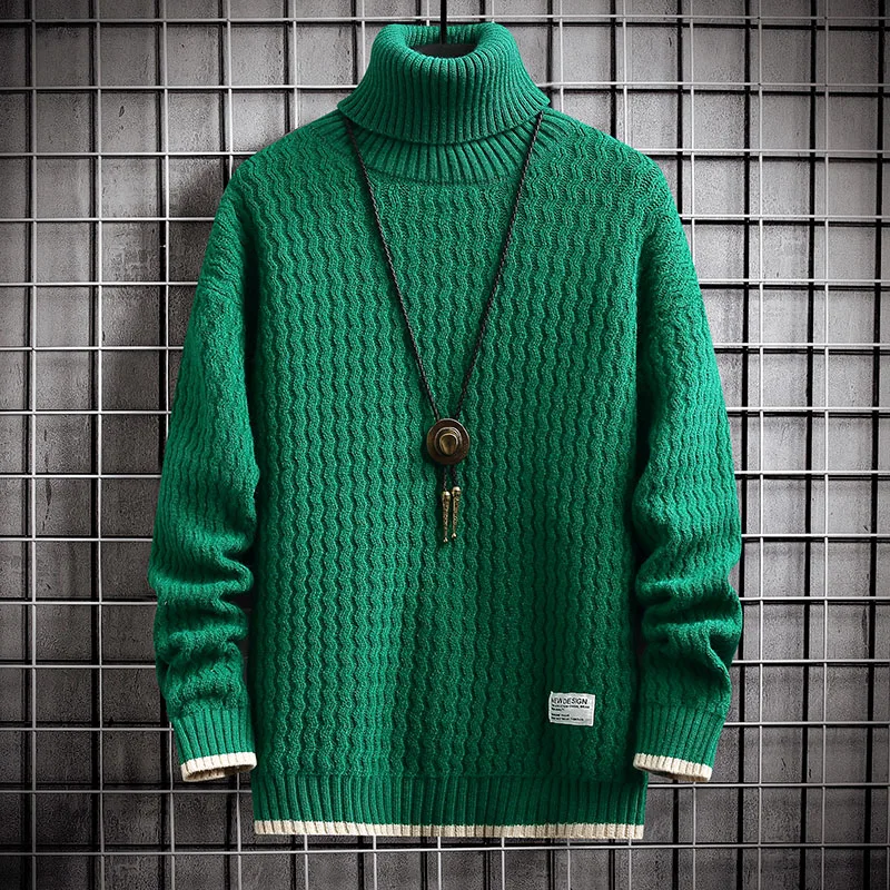 

Autum Green Turtleneck Sweaters Men's Warm Sweater Pullover Male Pullovers Neck Man Turtlenecks Winter Cashmere Outdoor 4XL